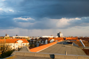 Storm over Berlin, clouds, rain, view over the roofs of Steglitz Storm over Berlin, clouds, rain, view over the roofs of Steglitz